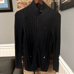 Tommy Hilfiger Navy Women’s Cardigan Zippered Pockets Size XS